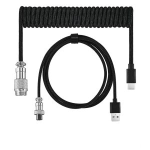 Cáp Cuộn Bàn Phím Cơ USB Type C - Cáp Xoắn Ốc Bện Cáp Kết Nối Phần Cứng Chơi Game Cáp Cơ Khí Hàng Không