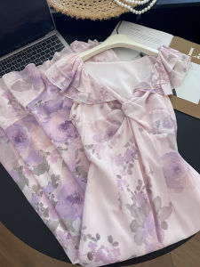 PAIBOLI | Summer Vacation Style Beautiful Fairy Tale French Floral Dress New Plus Size Slimming Elegant Meat Covering Dress Korean Style