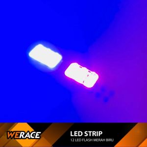 WERACE Lampu Modul LED Kolong Strip 12 Mata Pisah 12V Merah Biru Kedip Flash 6W Body Hitam