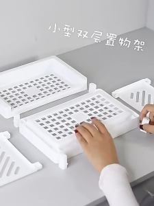 COD 1PC 2 Layer Simple Folding Desktop Storage Rack PP Desktop Double Layer Storage Rack Rectangular Shelf Table Organizer Cosmetic Jewelry Bathroom Rack