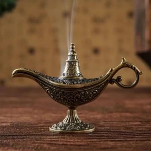 Đèn Thần Aladdin Lò Đốt Trầm Hương Hợp Kim Không Cần Que Dùng Bột Trầm Hương Gỗ Đàn Hương Phong Cách Cổ Điển Máy Lọc Không Khí