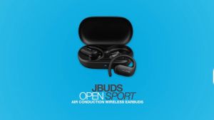 JLab JBuds Open Sport Earbuds Black Ear Hook Design for Workout Fitness Wireless Open-Ear Audio Freedom Safe Listening Bluetooth Multipoint Customize with The App