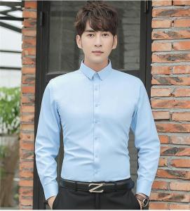 Mens Long Sleeve Shirt Slim Fit Anti-Wrinkle Pointed Collar Black Business Formal White Casual Shirt Autumn New Style Elegant