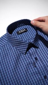 OWEN - Áo sơ mi nam dài tay Slim Fit AS240509D màu Xanh tím than chất liệu Bamboo poly