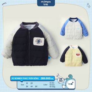 Áo khoác bomber cho bé Mompa 1-5 tuổi vải chần bông ấm áp giữ nhiệt 562