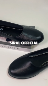 Sepatu Balet Wanita SIRAL Hitam Elegan Flat Shoes Kerja Kantor Kulit Sintetis Korea Style Casual