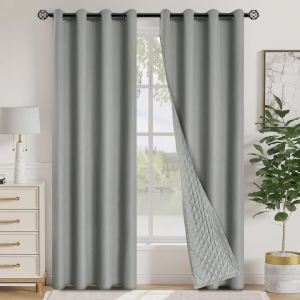 1panel 100% Blackout Winter Curtain Solid Colour Warm Curtains for Living Room Bedroom Add Cotton Curtains Grommet Top