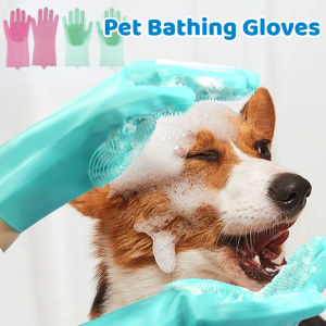 Pet Dog and Cat Bathing Massage Gloves Silicone Gloves Anti-scratch Anti-bite Comfortable Pet Gloves Bath