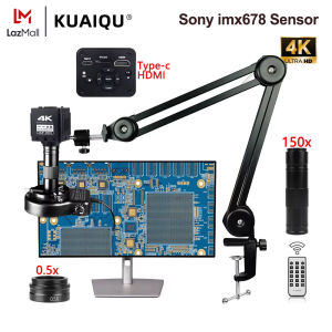 2025 New 4K UHD công nghiệp kính hiển vi cho hàn HDMI USB ống kính hiển vi điện tử 1/1.8 "Sony imx678 cảm biến 150x ống kính 0.5x mục tiêu