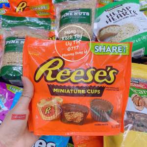 (1 bịch 297g) Bánh socola sữa bơ đậu phộng miniature cups Reeses hàng chuẩn Mỹ milk chocolate peanut butter