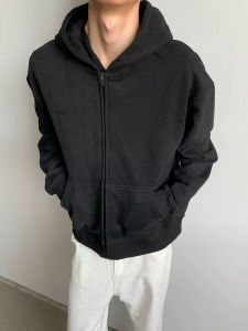 เสื้อแจ็คเก็ตคาร์ดิแกนคอตั้งทรงหลวมสไตล์ย้อนยุคสีดำ สำหรับผู้ชาย ฤดูใบไม้ร่วง 2025 วัสดุโพลีเอสเตอร์ ปกติ ปกติ