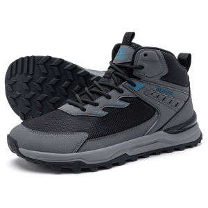 HOBIBEAR | HOBIBEAR Men Wide Width Ankle Boots Mid-Top Hiking Running Shoes Non-Slip Outdoor Trail Walking Sneakers for Male