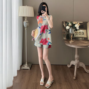 SUYE | Chinese Style Fashionable Set for Women Sleeveless Top and Shorts