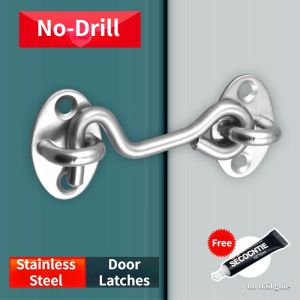 Bathroom Door Locks No-Drill Latches Stainless Steel Right-angle 90 Degree Wooden Door Latch Toilet Door Buckle Room Door Lock