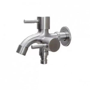 1/2" Double Outlet Faucet for Washing Machine Dual Control Water Tap One in Two out Bidet Faucet Bathroom Sink Fitting