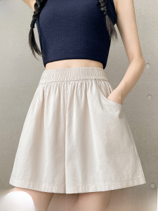 MiiOW | Quần short thể thao mỏng nhanh khô mùa hè cho nữ cạp cao rộng rãi dáng chữ A quần dài thường ngày bằng cotton 95% và sợi PU co giãn 5%