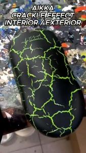 AIKKA Crackle Effect Paint BLACK 400ML Tin Spray Excellent Crackle Effect 2K Clear Coat Car Motor Cat Retak Pecah 裂纹漆