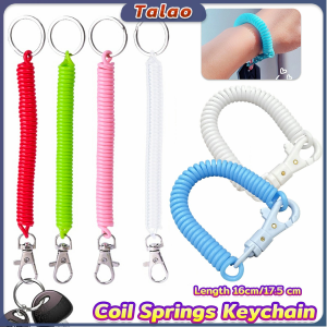 Talao Coil Springs Keychain Retractable Spring Coil Leash Cord Safety Ropes Lanyard Snap Hook