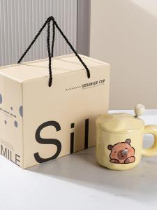 Cute Capybara Ceramic Mugs Birthday Gifts for Couples High Aesthetic Value National Day Mid-Autumn Festival Special Gifts
