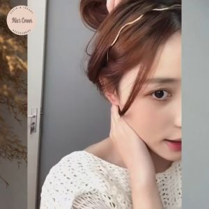 Cài tóc kim loại gợn sóng vàng ánh kim phong cách Hàn Quốc