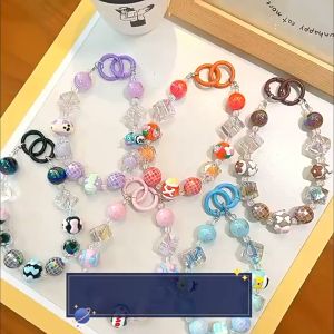 สายคล้องโทรศัพท์ พวงกุญแจลูกปัด ห้อยกระเป๋ามือถือ คล้องต่างๆ แฟชั่น เรซิ่น (แถมแผ่นใสห้อย)