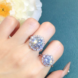 Youngever Queens Large Diamond Dove Egg 5 Carat Moissanite High Carbon Diamond Japanese Style Luxury Ring Fashionable Commute