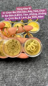Móc Khóa Đồng Xu Khắc Hình Con Rắn - Tỵ Chất Liệu Niken Mạ Vàng Phong Thủy May Mắn