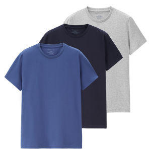 Giordano 3-Pack Mens Short Sleeve T-Shirts Pure Cotton round Neck Half Sleeve Shirt Youthful Popular Standard Fit Summer Basic