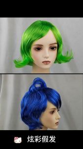 Envy Cosplay Wig Movie Water Drop Clip Anime Inside Out 2 Wig Envy/Disgust/Sadness/Joy Head Cover