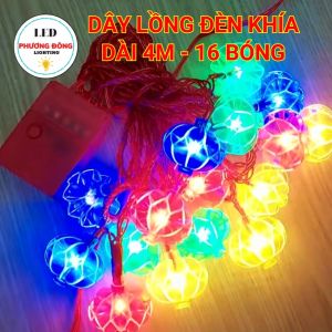 DÂY LỒNG ĐÈN KHÍA CHỚP NHÁY TRANG TRÍ LỄ TẾT - 4M - 16 BÓNG CÓ IC CHỈNH CHẾ ĐỘ