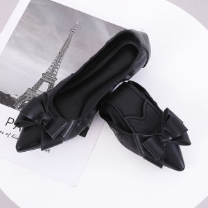 รองเท้าส้นแบนหัวแหลมสำหรับผู้หญิง สวมใส่สบาย ทรงแบน พื้นนุ่ม รองเท้าทำงาน รองเท้าหนังสัตว์ขนาดเล็ก รองเท้าแบบสวม 34 รองเท้าส้นแบน