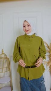 Afsheen Fashion - Atasan Kemeja Blouse Polos Wanita Bahan Kain Rayon Twill Premium Kekinian Trending Terbaru