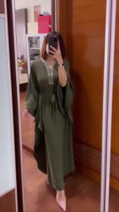 KAFTAN HIJAB TANGAN PANJANG PAKAIAN MUSLIM WANITA CRINCLE PREMIUM KAFTAN LEBARAN BAJU MUSLIM RAMADHAN