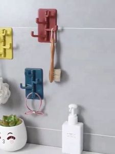 Móc Treo Đồ Dán Tường Đa Năng 4 Chấu Hình Chữ Nhật - Móc Treo Chìa Khóa Vật Dụng Quần Áo / Móc Treo 4 Tầng Xoay 180 Độ