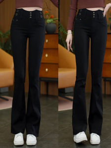 High Waist Fleece Lined Thickened Warm Leggings Casual Pants Black Slimming Elastic Flared Pants Autumn Winter 2025 Fashion