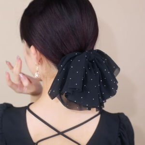 Black Butterfly Knot Hair Clip French Haban Style Versatile Cloth Hair Accessory for Women Fashionable Retro Hairpin