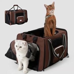 HamshMoc Portable Pet Tent Carrier Backpack Expandable Cat Dog Bag With Ventilation For Outdoor Travel