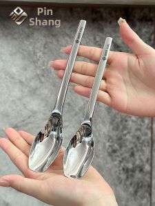 PINSHANGZUO | Long Handle Rhombus Shaped Aesthetic Spoon 316 Stainless Steel