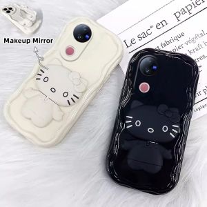 Phone Case VIVO V50 Y04 Y29s Y29 Y39 VIVOV50 5G 4G Soft Casing with Cartoon Mirror Stand Lens Protection Shockproof Back Cover 2025