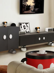 Modern Minimalist Mickey TV Cabinet Living Room Home Use Small Model Creative Floor Standing TV Console Coffee Table Combo