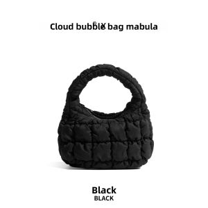 MABULA | Mabula Korean Minimalist Quilted Texture Zipper Large Capacity Cloud Bubble Handbag Urban Simple Style Soft Handle City Bag