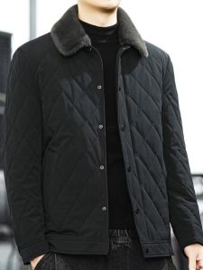 Winter New Mens Fleece Lined Casual Thickened Business Jacket Dad Clothes Cotton Coat Stylish Mid-aged Mens Fashion