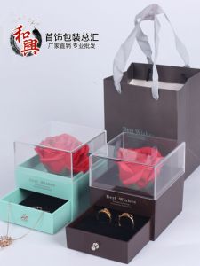 Valentines Day Gift Jewelry Packaging Box Rose Flower Box Ring Pendant Storage Box Birthday Present Fashion Accessory Case