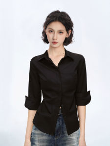 BAIDAIFEI | V-neck Tailored-fit Short Sleeve Cotton Shirt