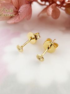 Exquisite DIY Ear Jewelry Accessories Flat Disk Circular Pendants Stick-On Earrings Post-Earrings with Ear Plugs Alloy/Silver/Gold