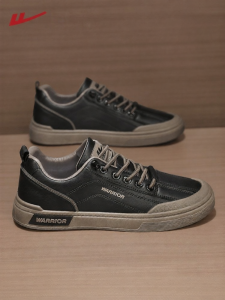 Warrior | Leather Casual Trendy Black Low Top Slip On Shoes