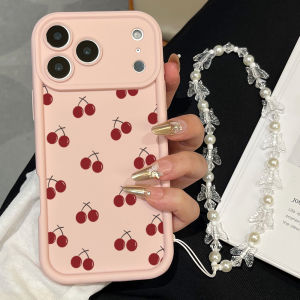 Red Cherries Pattern  With Lanyard Phone Case For iPhone 16 17 15 14 13 12 11 Pro Max 16E 17Air X XR XS 7 8 Plus Cover