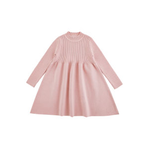 Warm Thick Knit A-Line Dress for Girls Half High Collar Sweater Dress Cute Sweet Winter Fashion Childrens Clothing YOEHYAUL