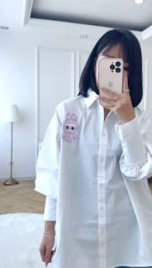 SJM KEMEJA OVERSIZED LABUBU BAHAN KATUN POPLIN IMPORT BKK LENGAN PANJANG 055/129labubu