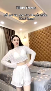 Set Bikini Set Đồ Đi Biển 3 Món Thiết Kế Bèo Tầng Chất Vải Lụa Hàn Kèm Lớp Lót Thun Lạnh HK Shop9720